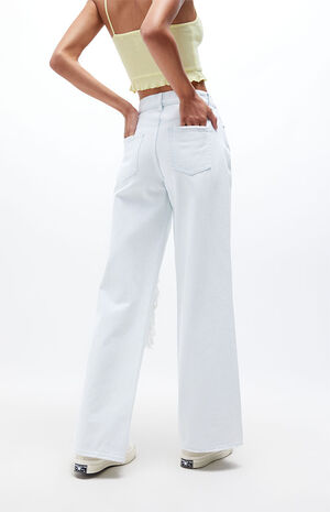 Light Blue Ripped High Waisted Baggy Jeans image number 3