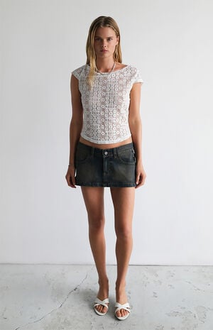 Kandi 00 Super Low Denim Mini Skirt image number 2