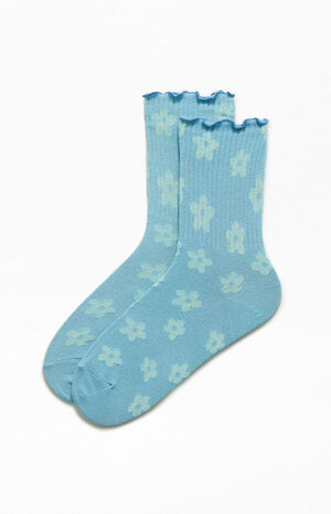Floral Ruffle Trim Crew Socks image number 1