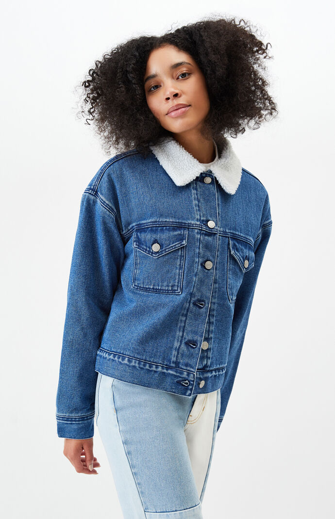 Oversized sherpa trucker jacket sales