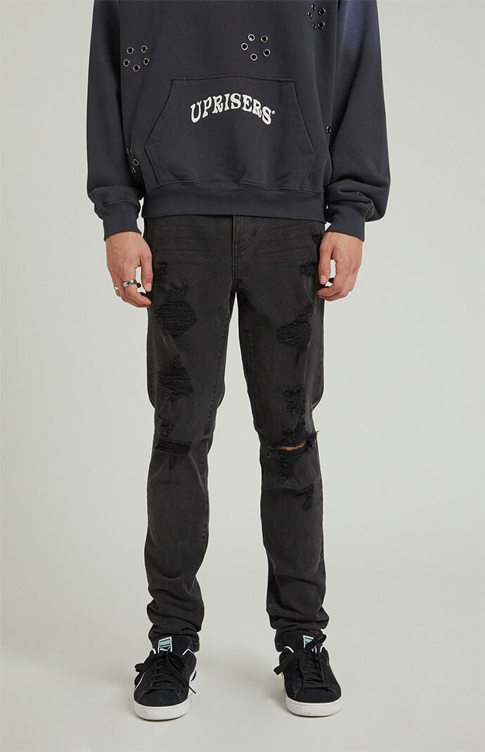 Pacsun Bryce Stacked Skinny Jeans Stretch Ripped Black