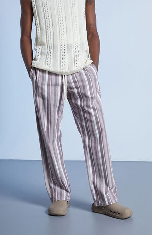 Brown Striped Linen Pants image number 2