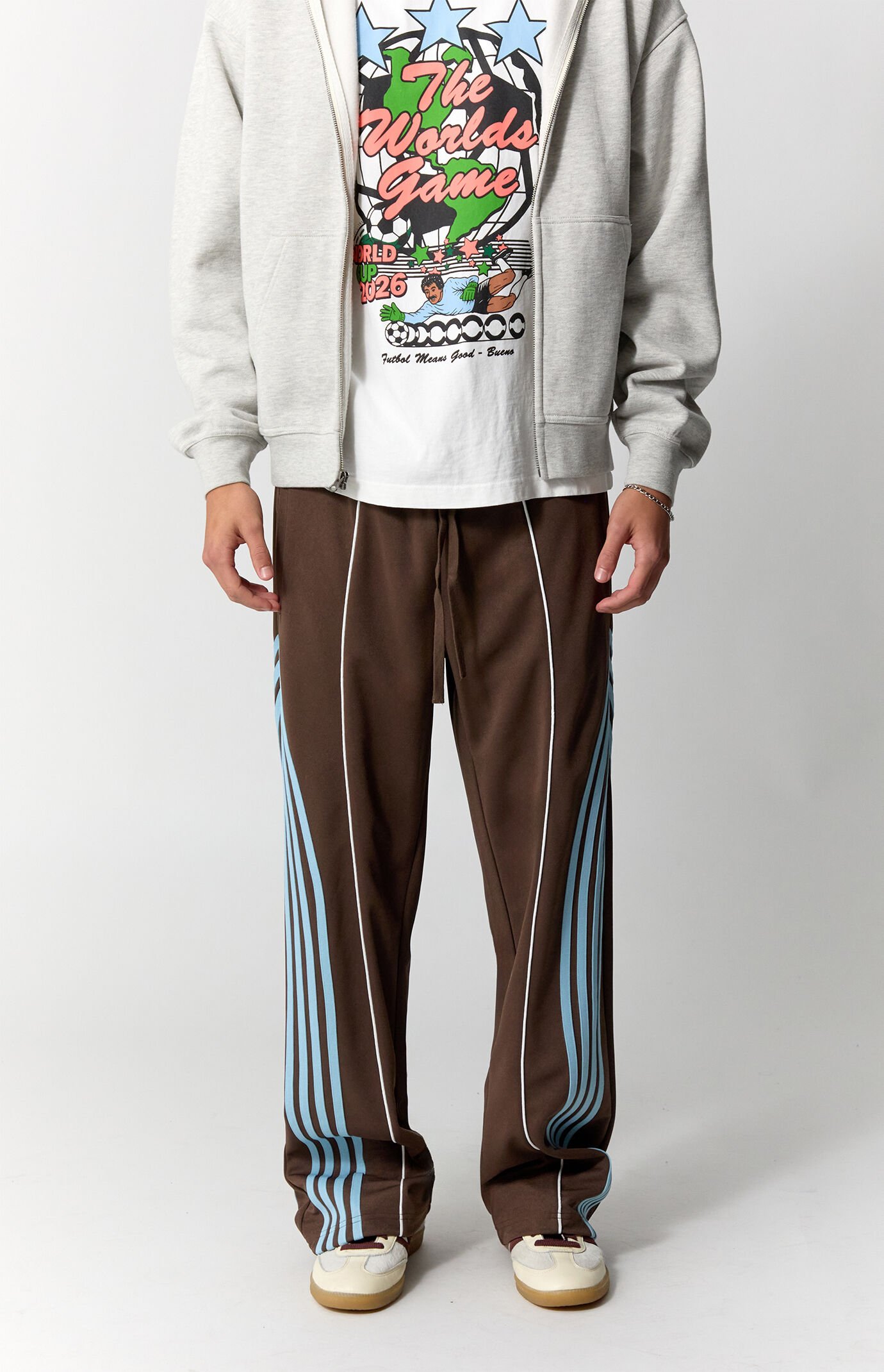 Pacsun Brown Baggy Side Stripe Track Pants | Pacsun