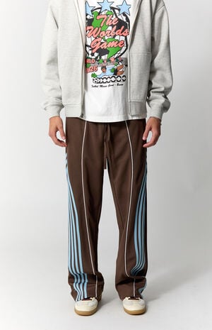 Brown Baggy Side Stripe Track Pants image number 2