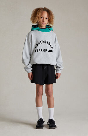 Essentials Light Heather Grey Mint Leaf Nylon Fleece Hoodie image number 6