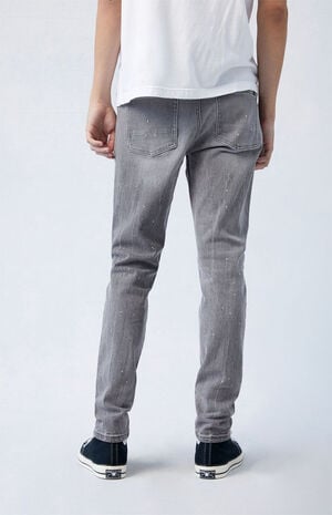 Comfort Stretch Gray Stacked Skinny Jeans image number 4
