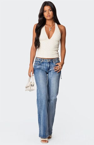 Boot Cut Washed Low Rise Jeans