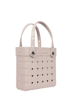Cream Small Woven Crossbody Tote Bag image number 2