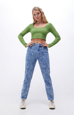 Eco Swirl Print Mom Jeans image number 1