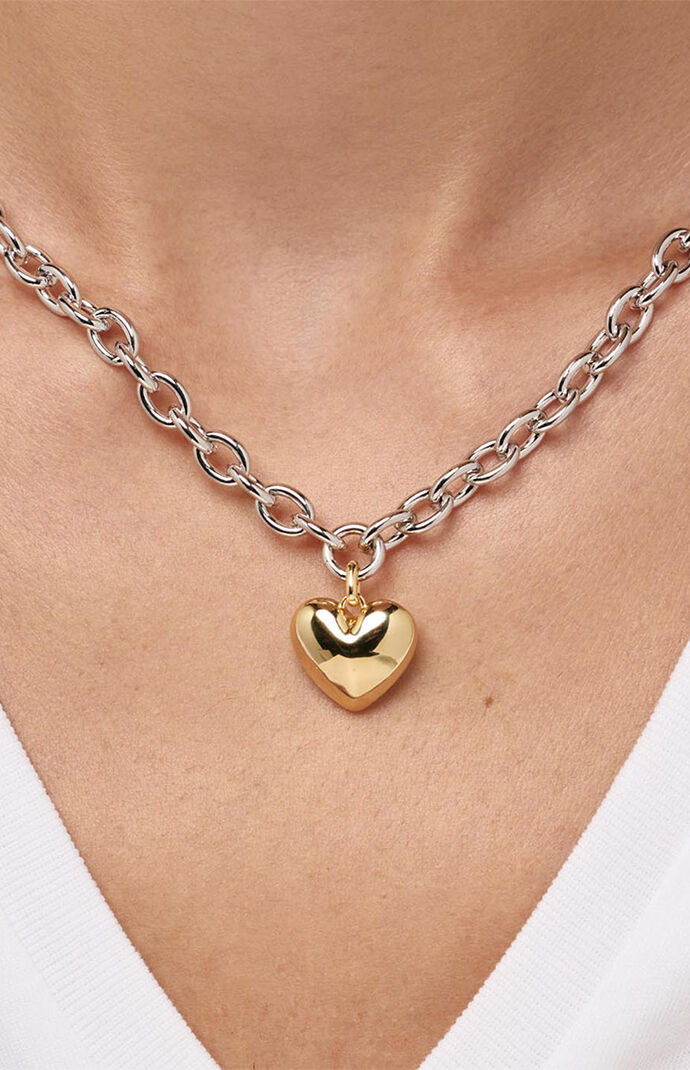 Ana Luisa Lev Bold Two Tone Heart Necklace