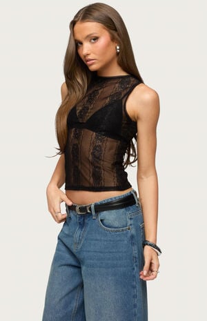 Ephie Sheer Lace Tank Top image number 2