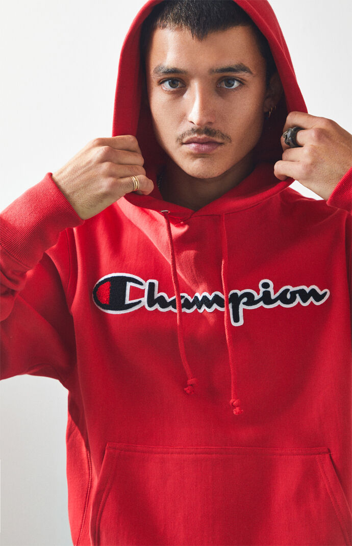 Red champion hoodie pacsun store