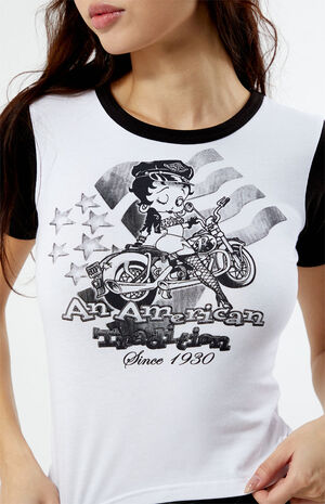 Betty Boop Biker Cropped T-Shirt image number 2