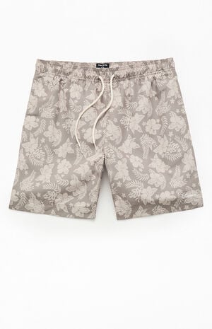 Tan Flower 6.5" Swim Trunks image number 1