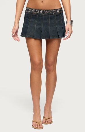 Roria Grommet Pleated Mini Skort image number 1