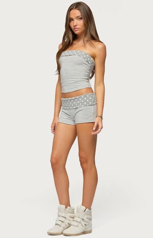 Presley Stripe and Polka Dot Foldover Tube Top image number 4