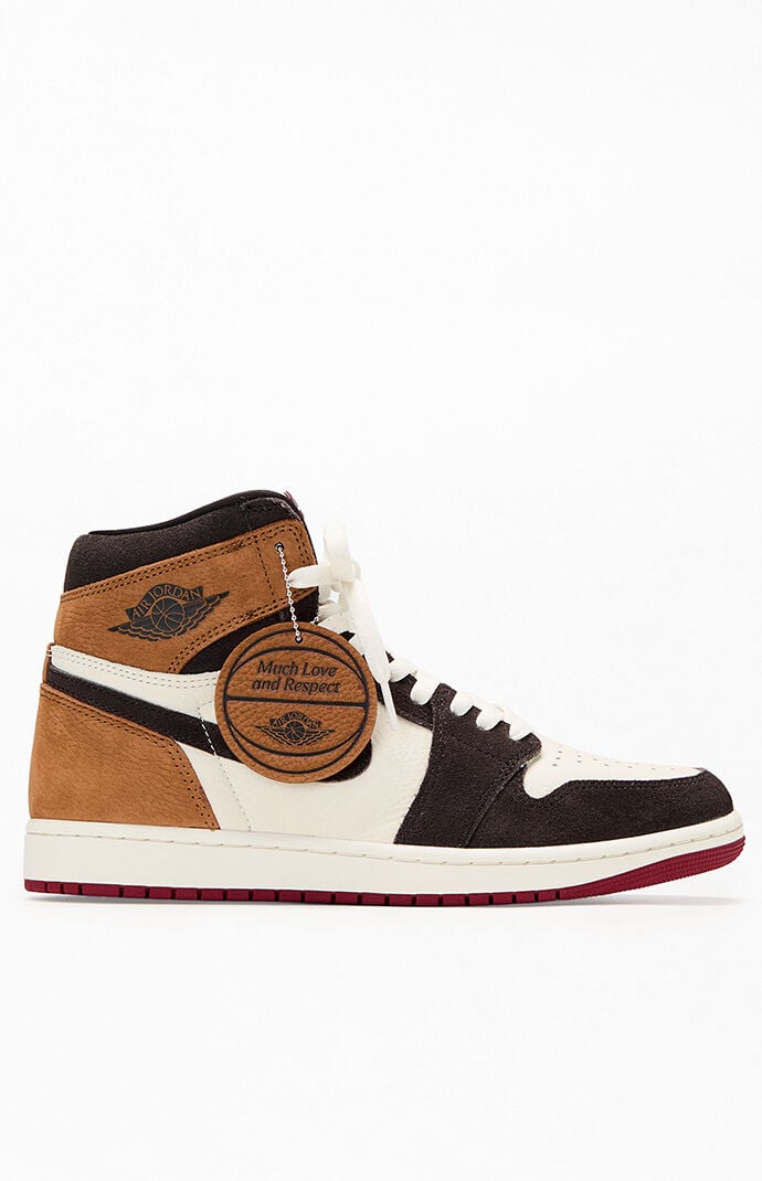 Air Jordan Men's Retro 1 High OG Shadow Brown Shoes in Brown/White - Size 9.5