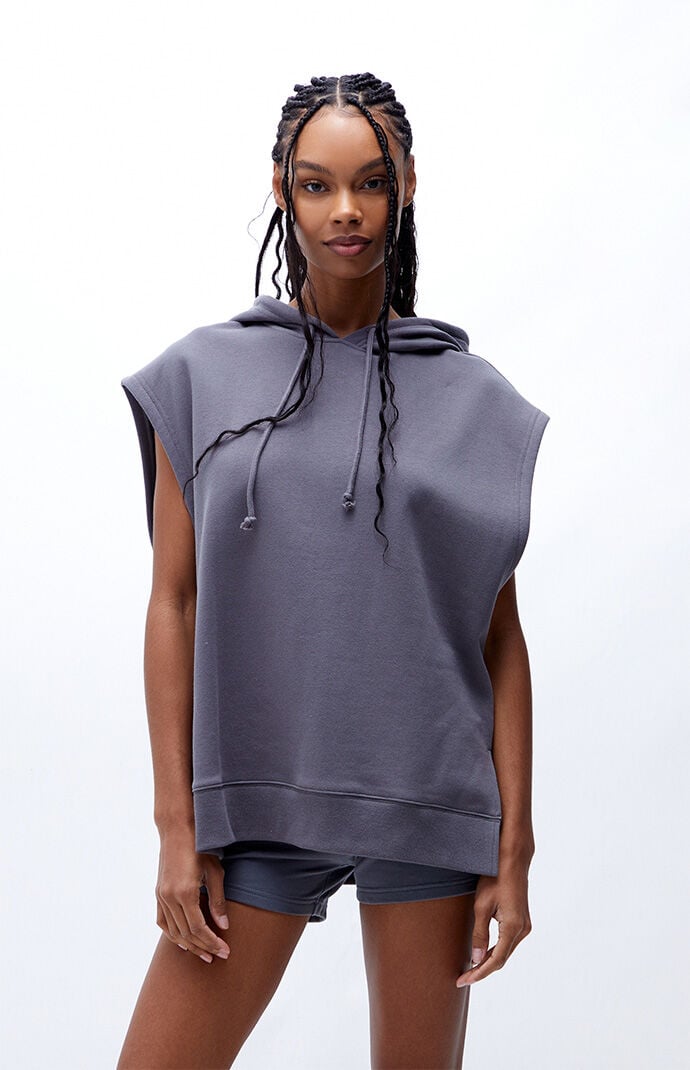 Short shop sleeveless hoodie
