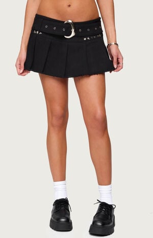 Kore Belt Pleated Denim Micro Skort image number 1
