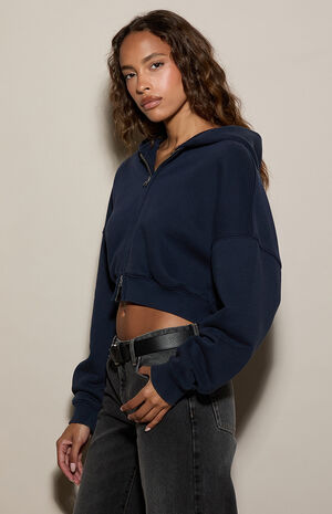 Ultra Soft Fleece Cropped Zip Up Hoodie image number 3