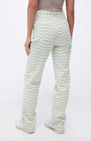 Green & White Boyfriend Carpenter Pants image number 3