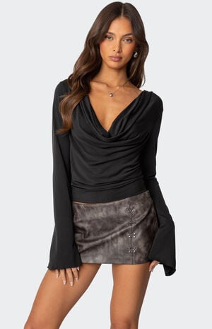 Nira Hooded Cowl Neck Top image number 3