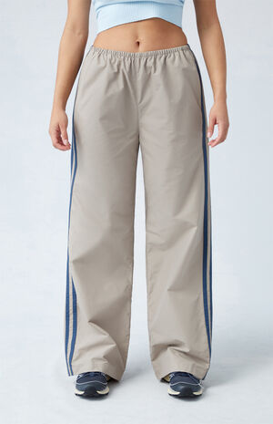 Khaki Wide Leg Track Pants image number 2