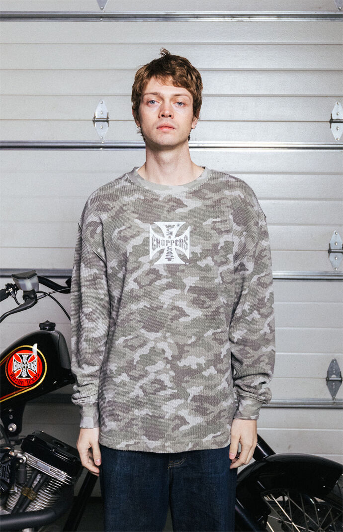 West Coast Choppers Camo Long Sleeve Waffle Knit T-Shirt