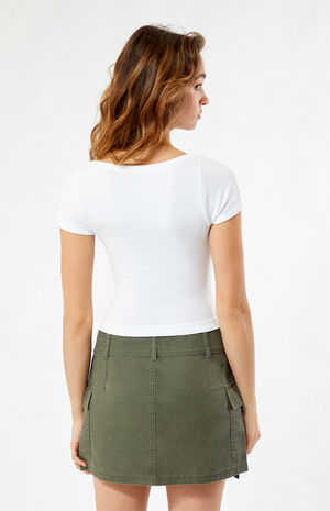 Lace-Up Waffle Knit T-Shirt image number 3