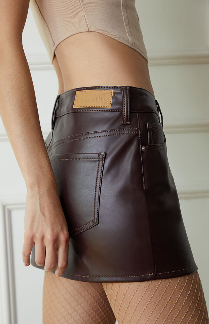 PacSun Stretch Mid Rise Faux Leather Mini Skirt PacSun