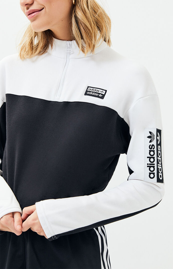 adidas half black half white sweatshirt