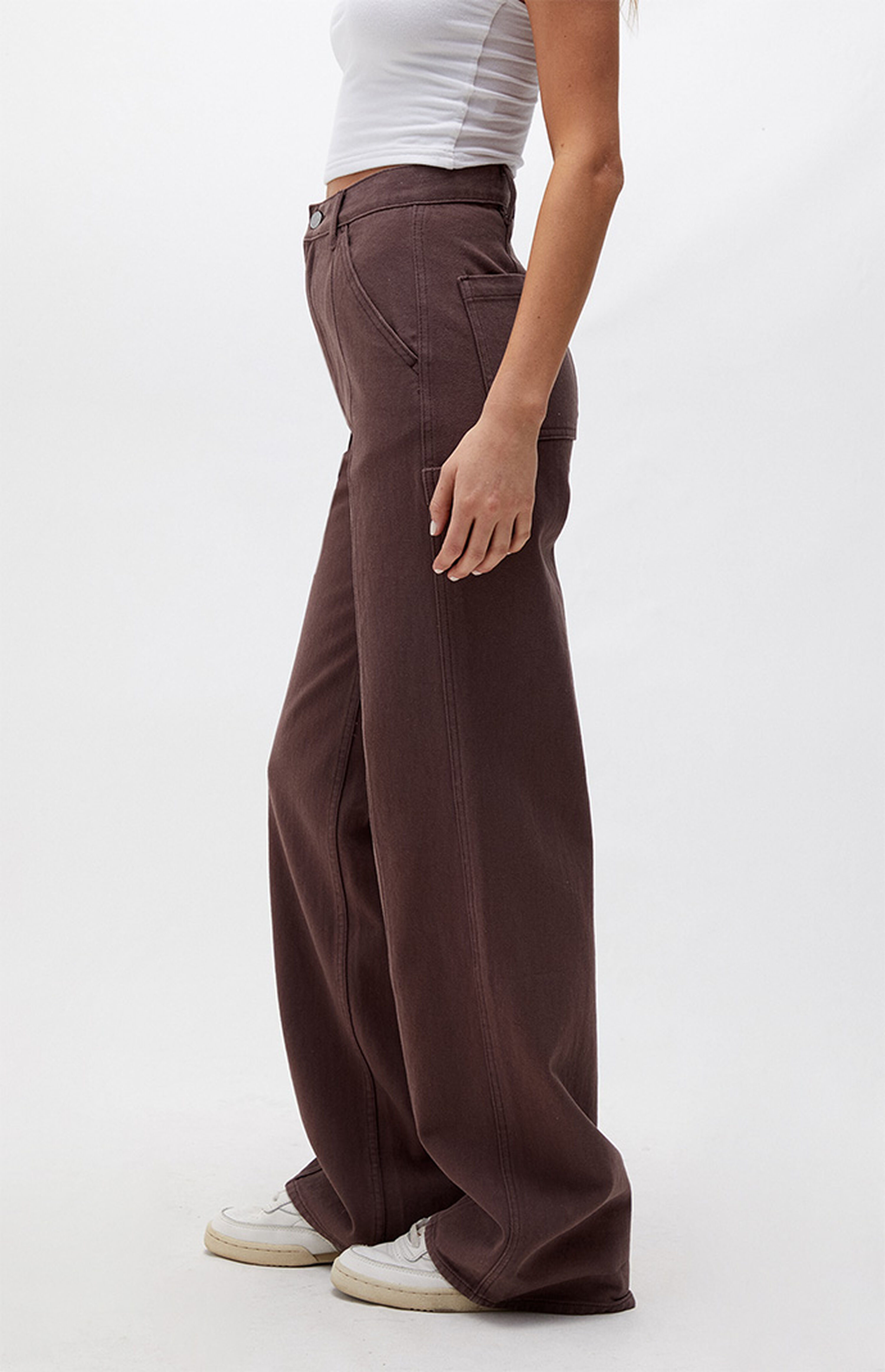 PacSun Brown Ultra High Waisted Fitted Flare Pants | PacSun