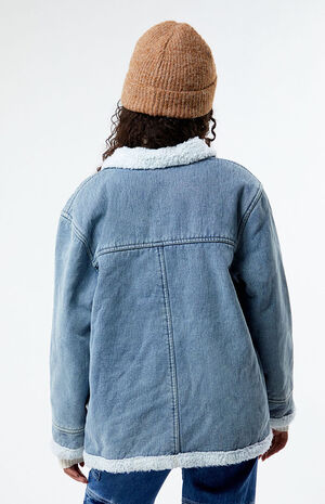 Faux Fur Trim Denim Jacket image number 3