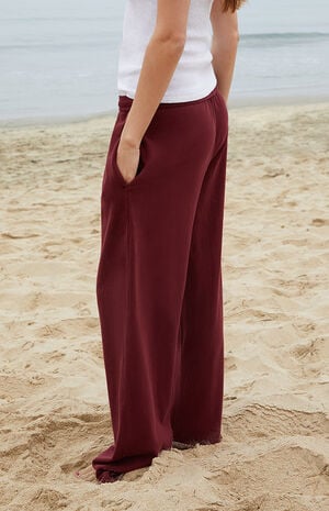 Burgundy Anastasia Tie Baggy Sweatpants image number 3