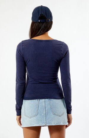 Ashlee Notched Washed Henley Top image number 3