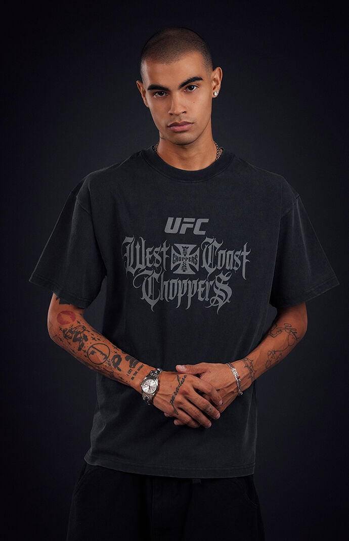 West Coast Choppers Men's X Ufc Forged To Fight T-shirt In Washed Black
