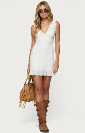 Shayla Ruffle Textured Mini Dress image number 5