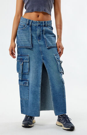 Indigo Cargo Midi Skirt image number 2