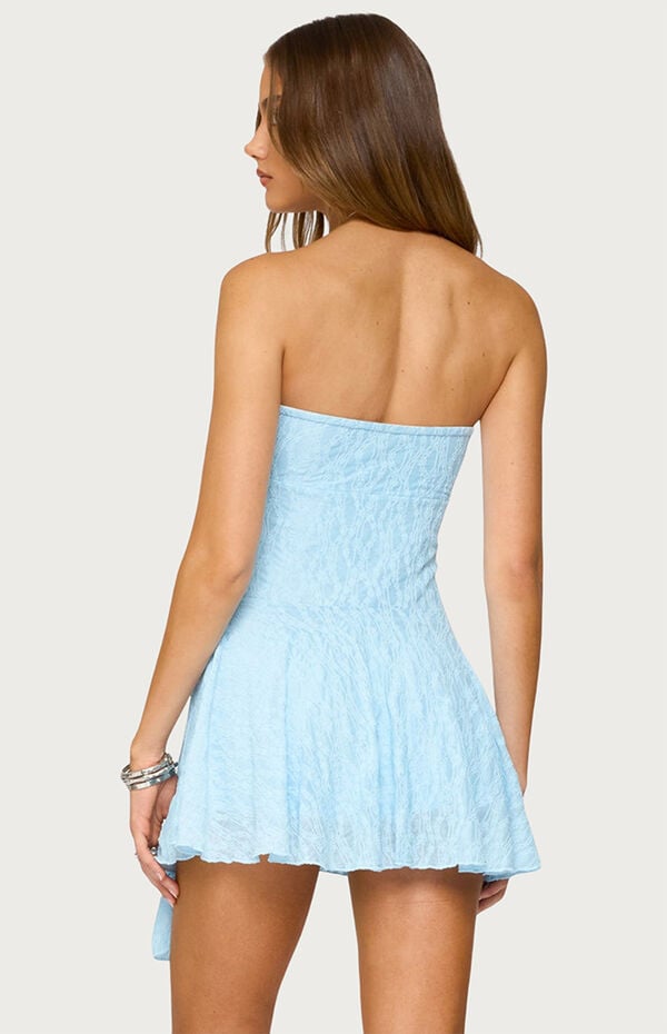 elaia asymmetric strapless lace mini dress Edikted Elaia Asymmetric Strapless Lace Mini Dress - White