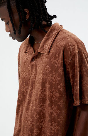 Brown Velour Polo Shirt image number 2