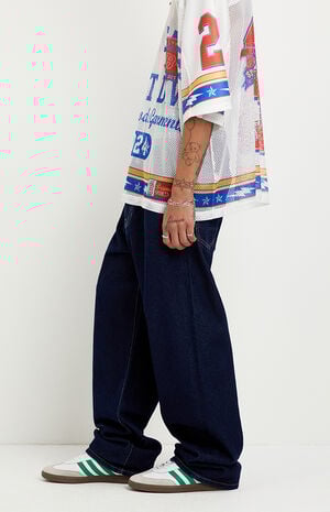 Dylan Baggy Jeans Contrast Stitch Dark Blue image number 3