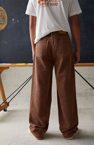 Brown Corduroy Baggy Cargo Jeans image number 5