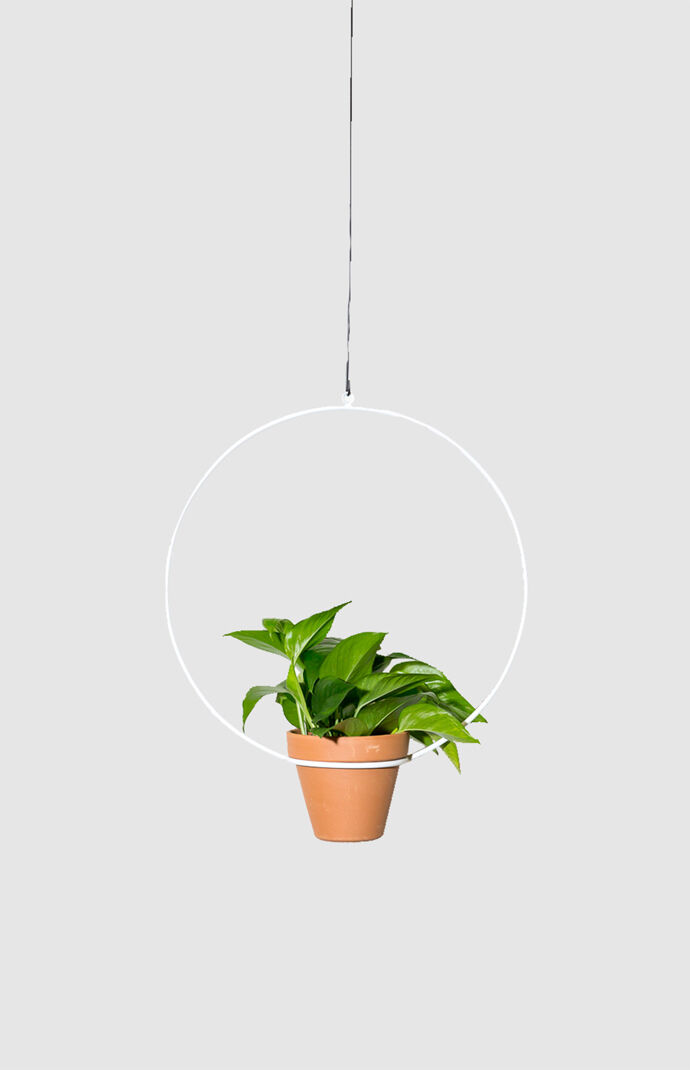 White Hanging Circle Planter