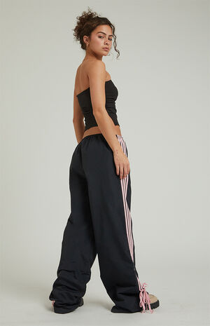 Black Wide Leg Track Pants image number 4