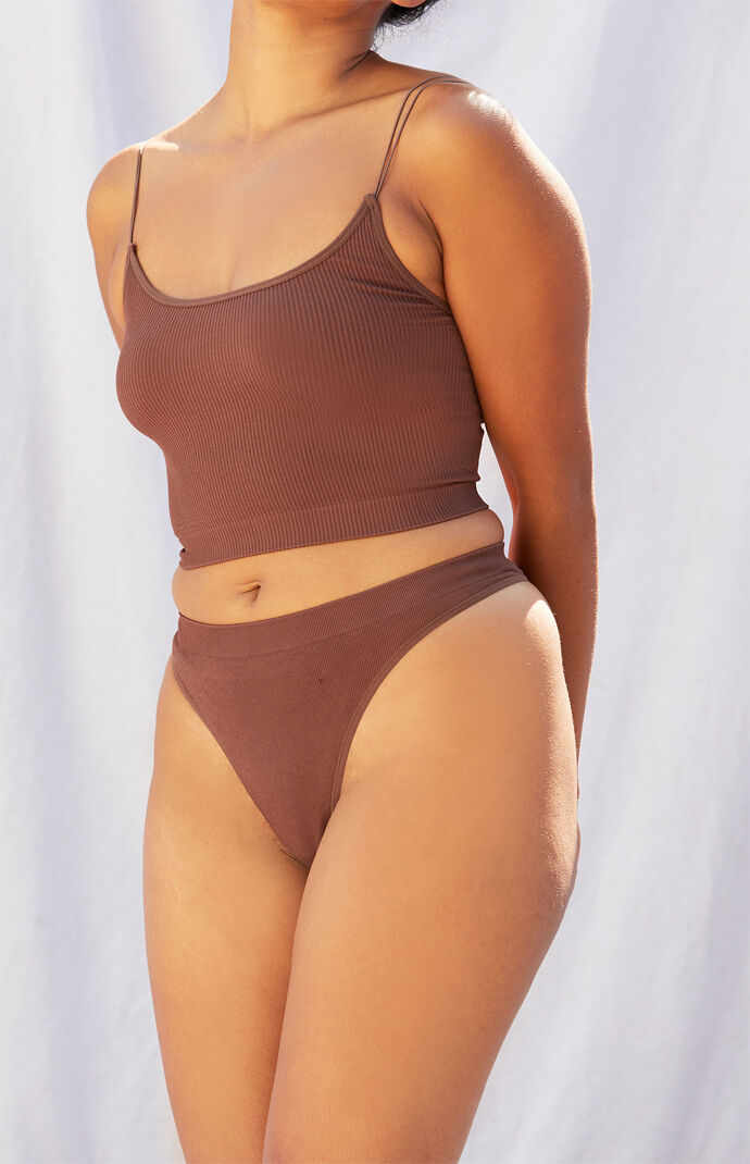 Seamless Ribbed High Waisted Thong