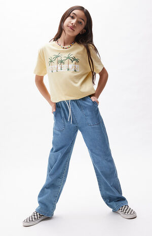 Light Indigo Pull-On Wide Leg Pants image number 2