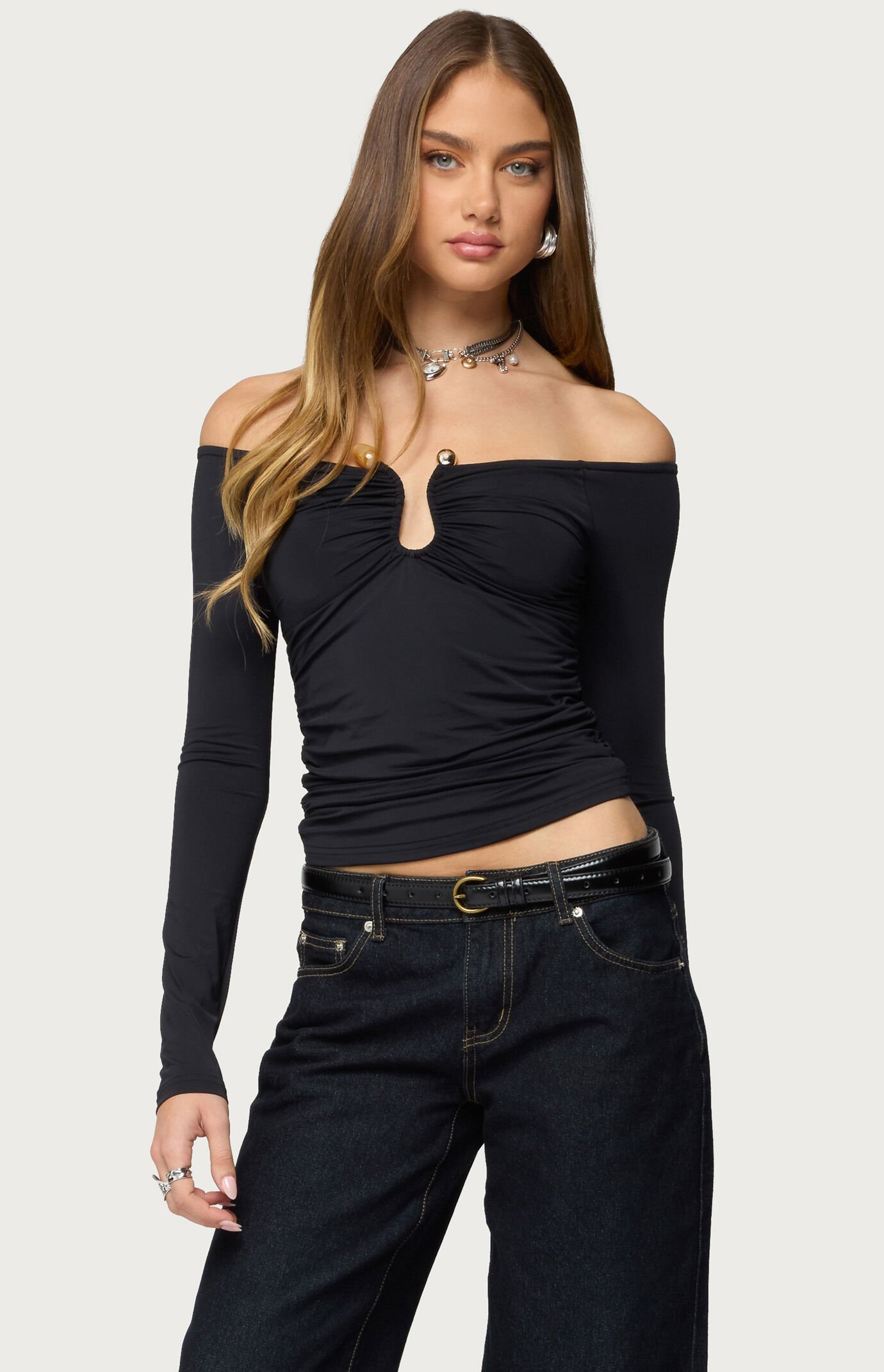 Edikted Halle Curved U Off Shoulder Top