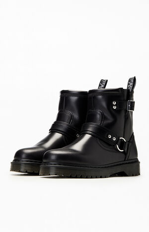 Black Anistone Harness Leather Low Biker Boots image number 2