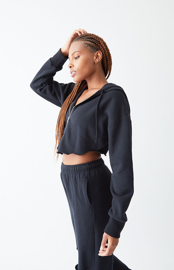 Raw cut crop hotsell hoodie