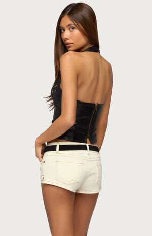 Panya Studded Faux Leather Halter Top image number 3